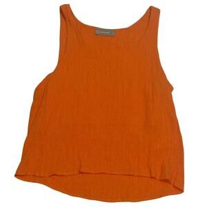 Everlane Tank Top Women Small Tangerine Orange Bright Crepe Crinkle Cropped Crop